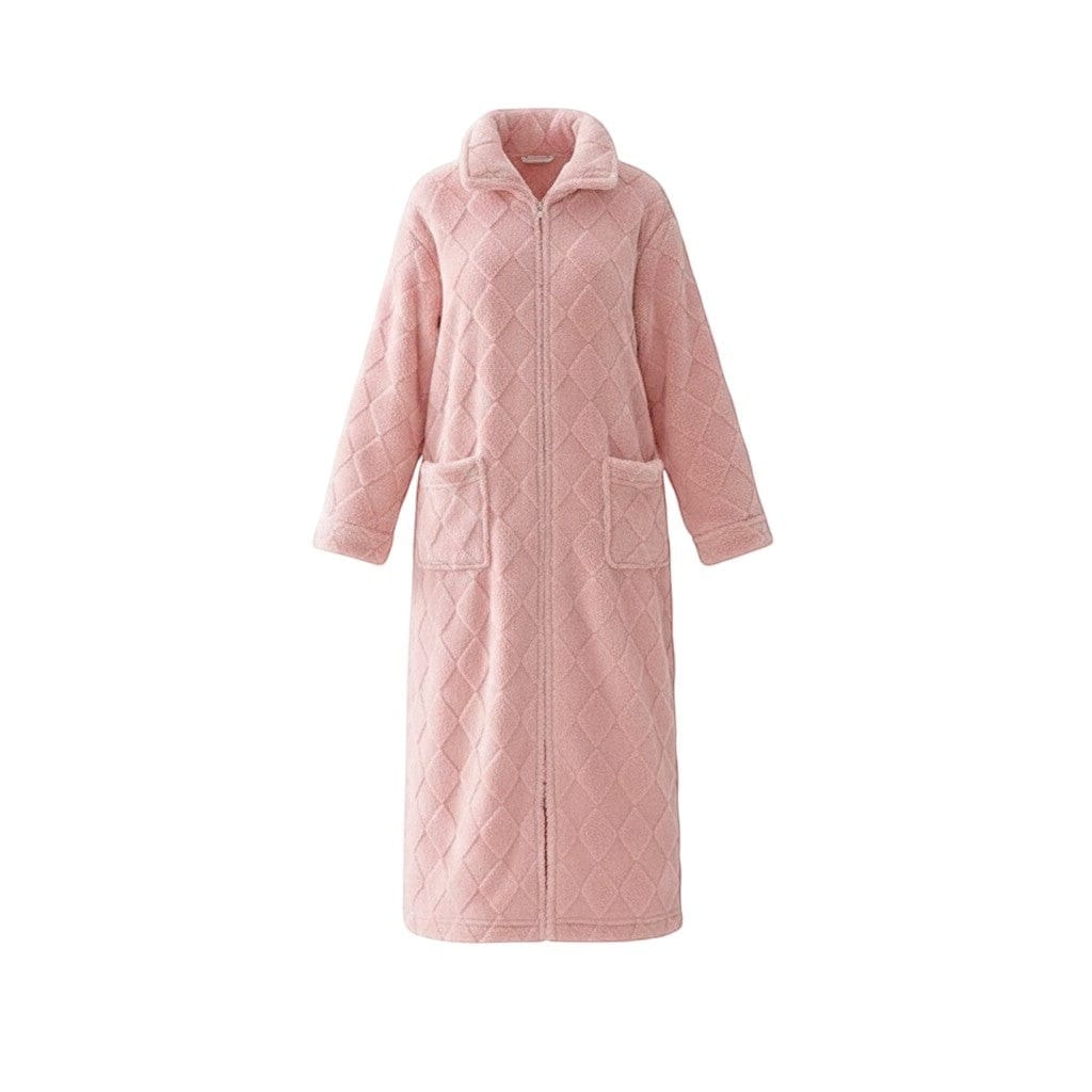Robe de Chambre Homme Polaire Corail Long Zippé Carreaux