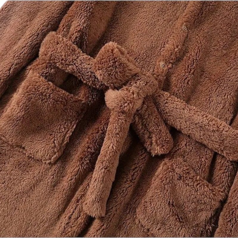 Robe de Chambre Homme Polaire Épais à Capuche Hiver
