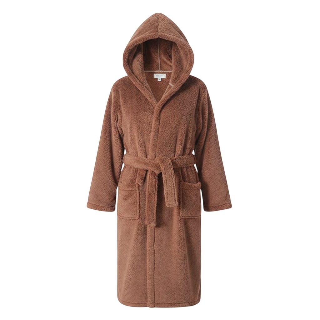 Robe de Chambre Homme Polaire Épais à Capuche Hiver