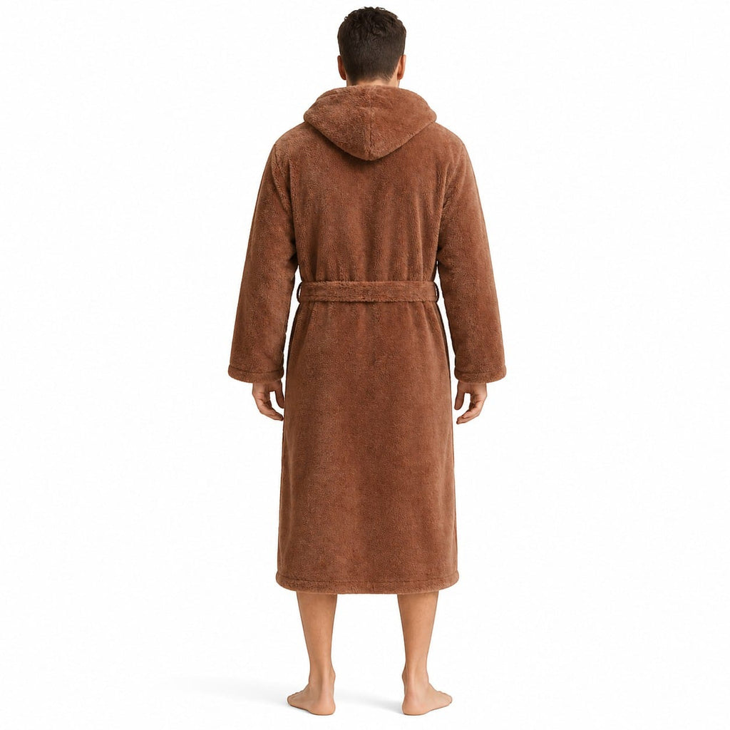 Robe de Chambre Homme Polaire Épais à Capuche Hiver