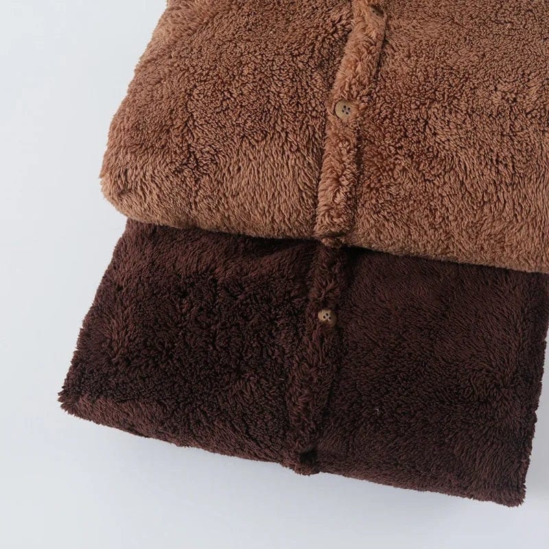 Robe de Chambre Homme Polaire Épais à Capuche Hiver