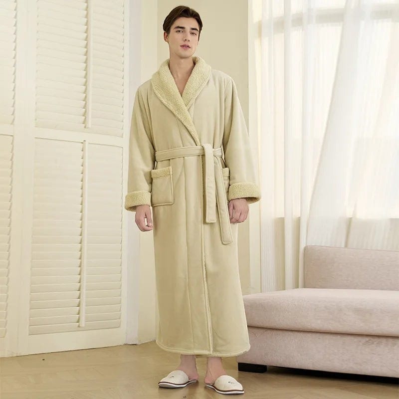 Robe de Chambre Homme Polaire Épais Ceinturé