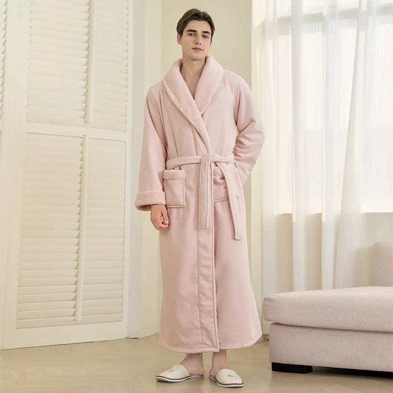 Robe de Chambre Homme Polaire Épais Ceinturé