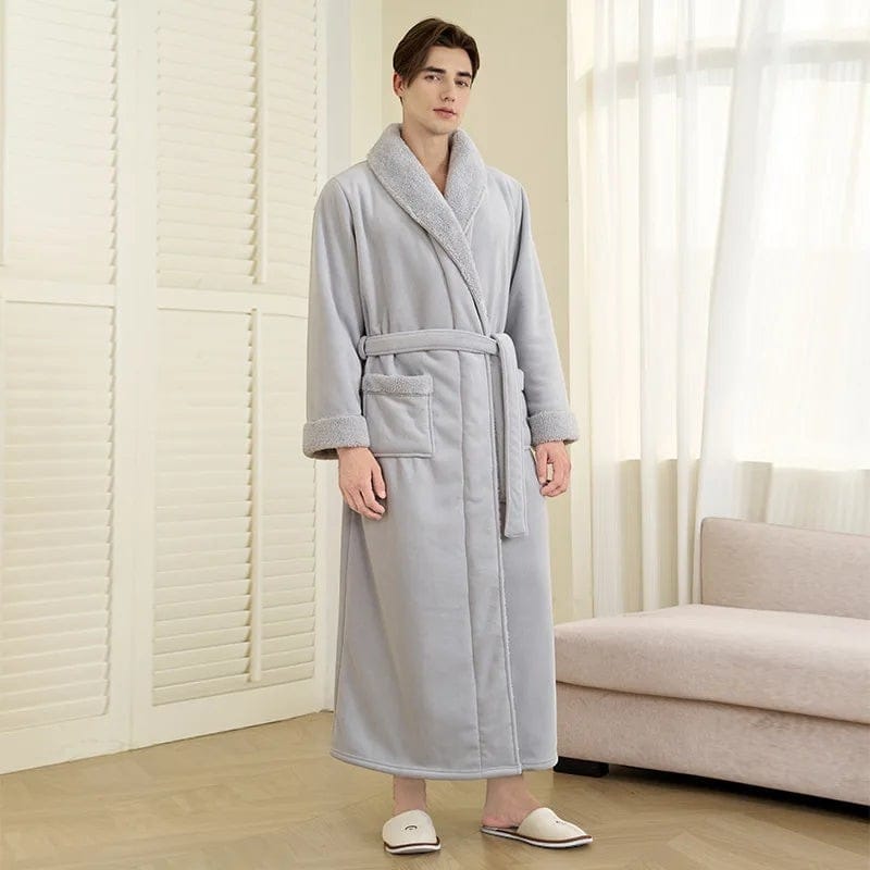 Robe de Chambre Homme Polaire Épais Ceinturé