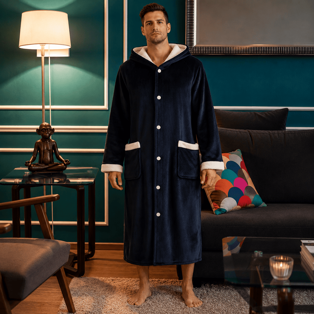 Robe de Chambre Homme Polaire Velours Épais