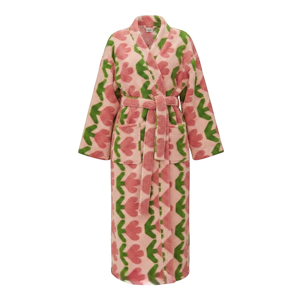 Robe de Chambre Polaire Femme Long Fleuri Épais