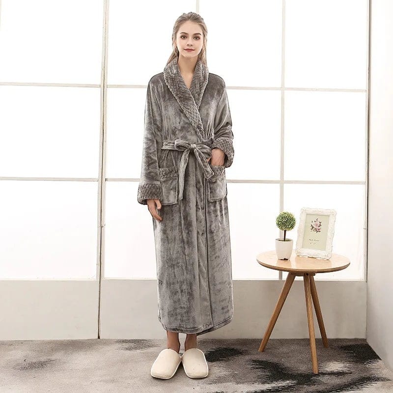 Robe de Chambre Polaire Femme Long Grande Taille
