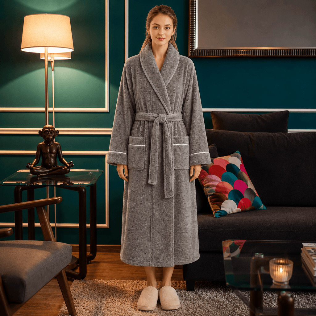 Robe de Chambre Polaire Femme Long Grande Taille