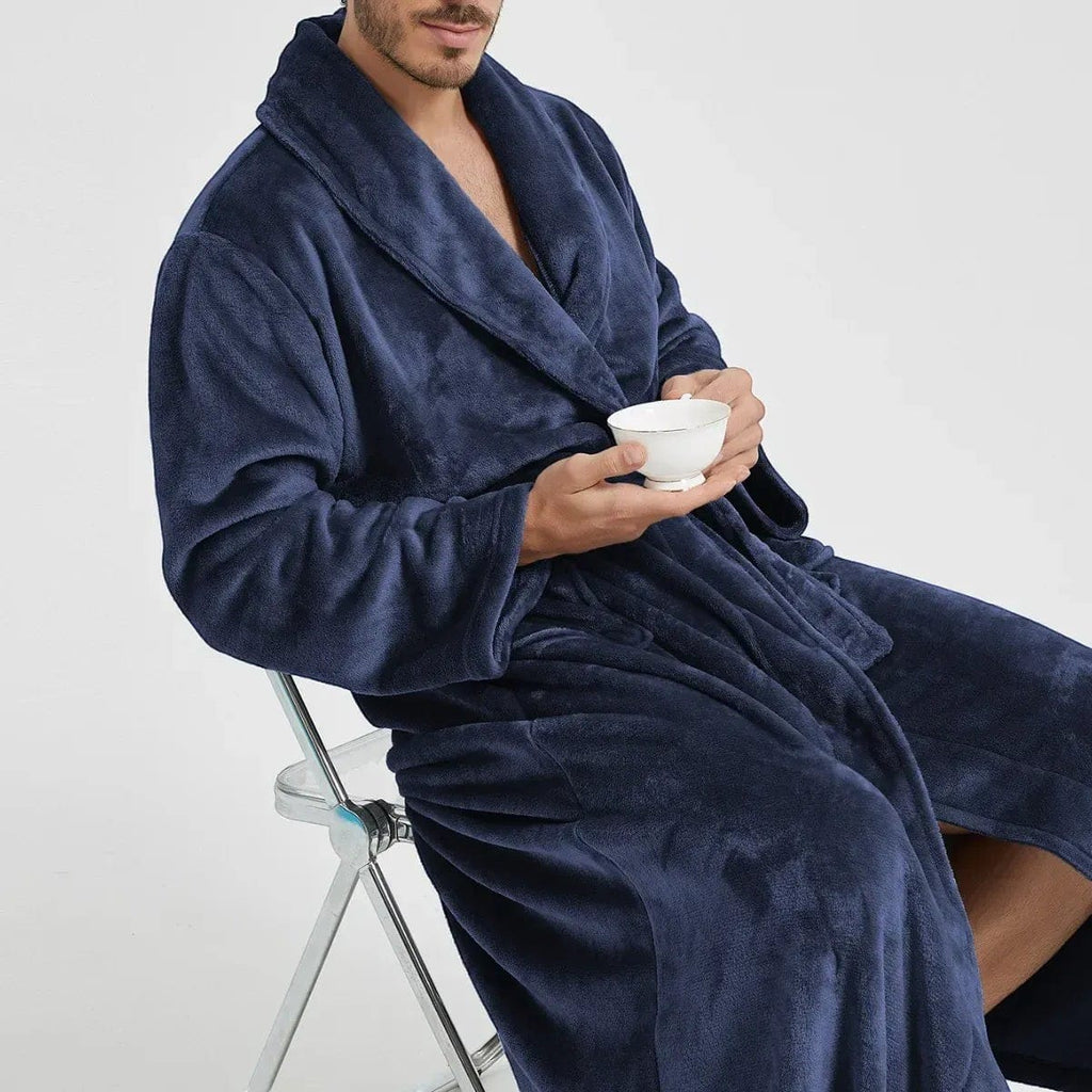 Robe de Chambre Polaire Homme Mi-Long Épais