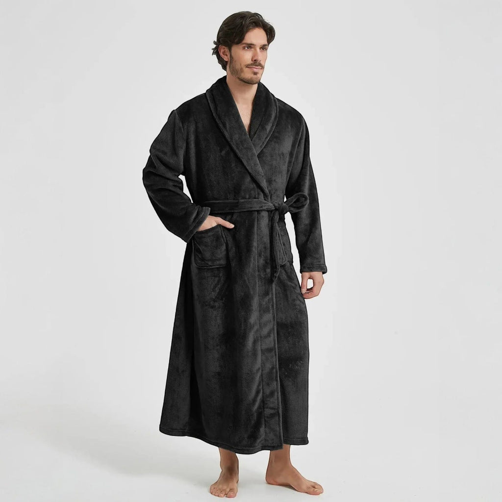 Robe de Chambre Polaire Homme Mi-Long Épais