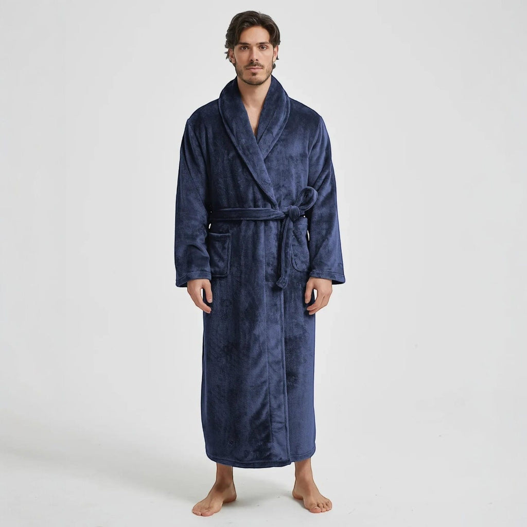 Robe de Chambre Polaire Homme Mi-Long Épais