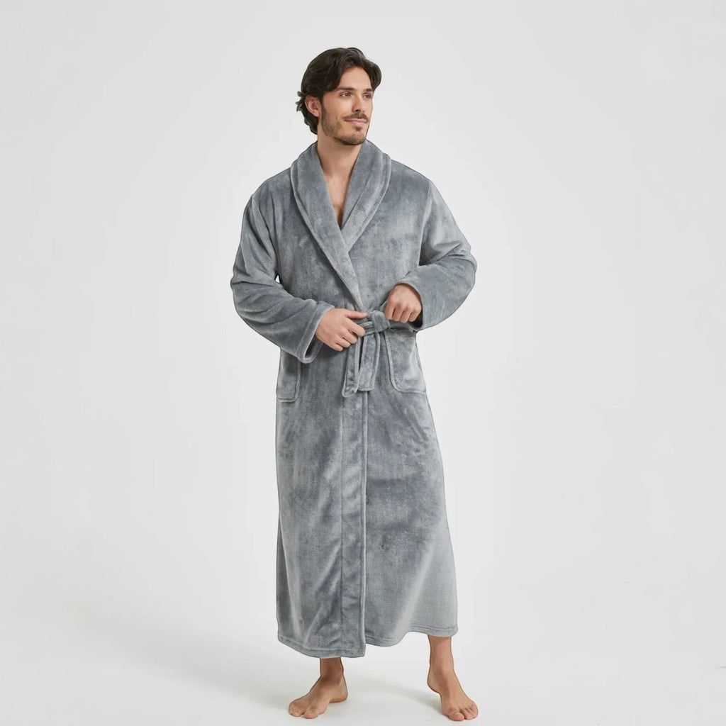 Robe de Chambre Polaire Homme Mi-Long Épais