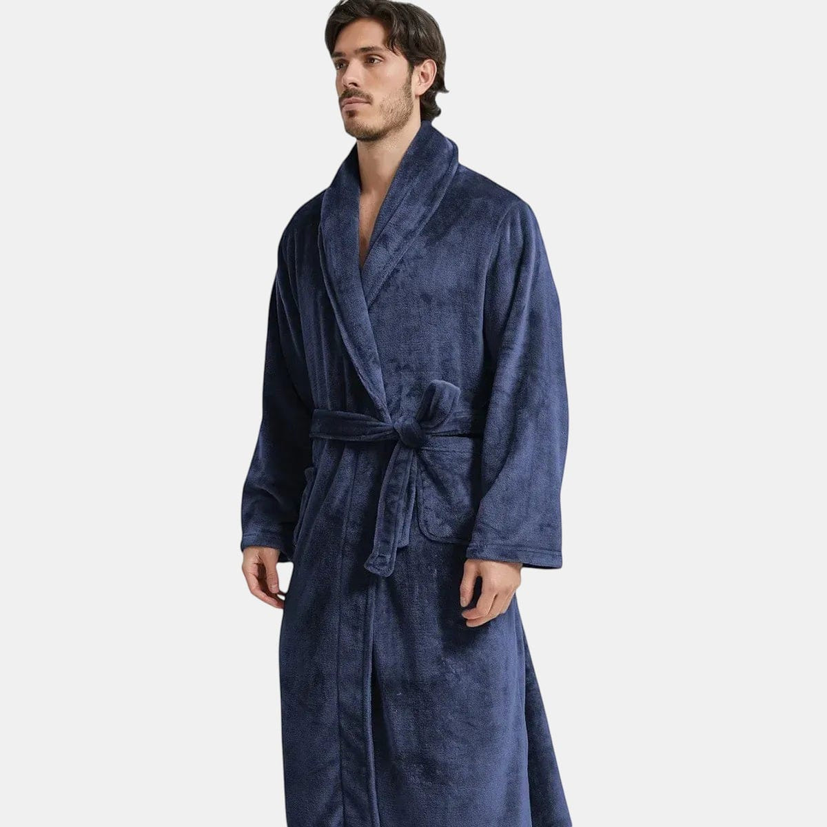 Robe de Chambre Polaire Homme Mi-Long Épais