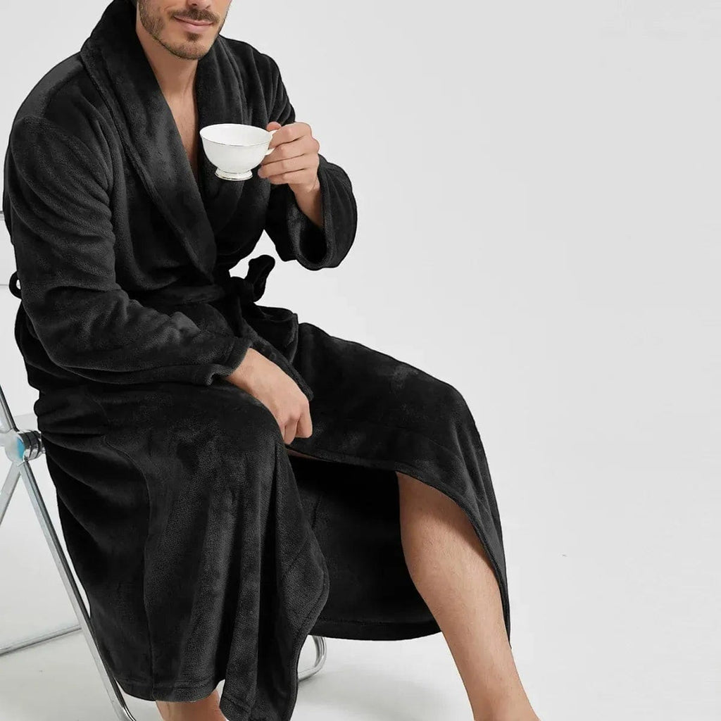 Robe de Chambre Polaire Homme Mi-Long Épais