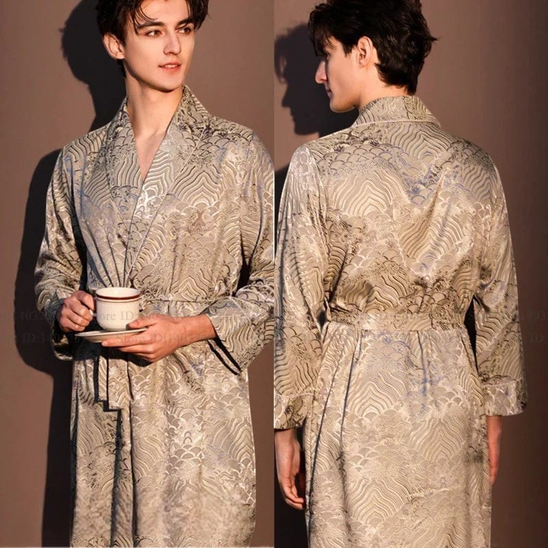 Robe de Chambre Satin Homme Jacquard Tigre