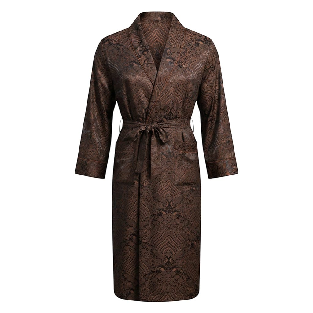 Robe de Chambre Satin Homme Jacquard Tigre