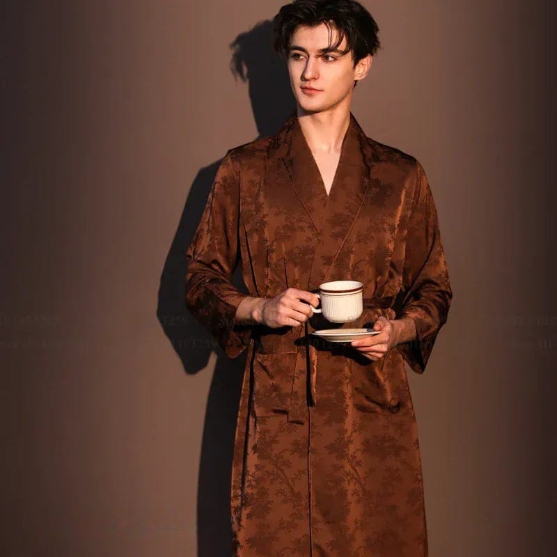 Robe de Chambre Satin Homme Jacquard Tigre