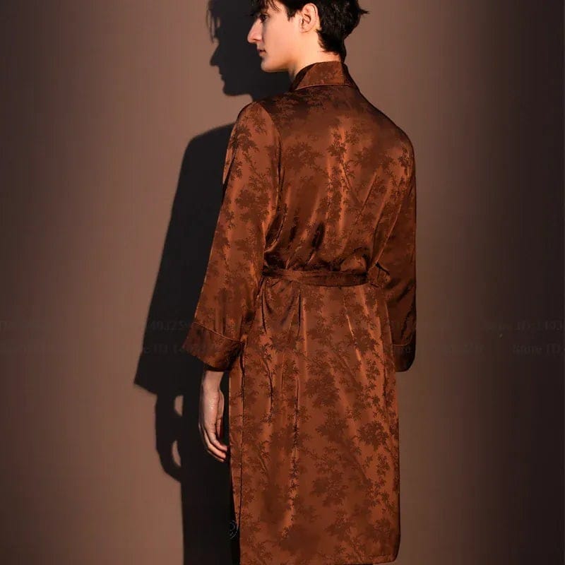 Robe de Chambre Satin Homme Jacquard Tigre