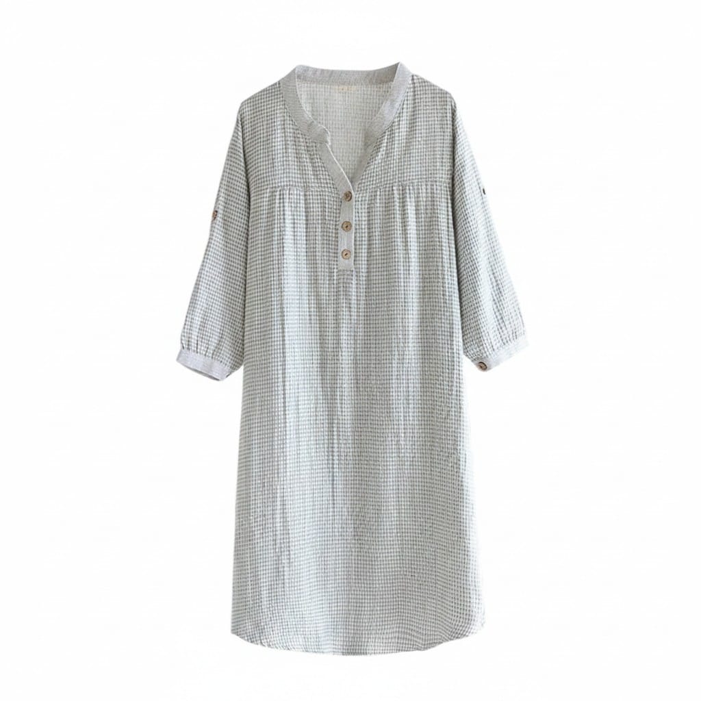 Robe de nuit Femme Longue Carreaux Manches Longues Col V