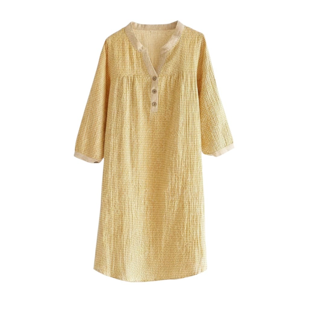 Robe de nuit Femme Longue Carreaux Manches Longues Col V